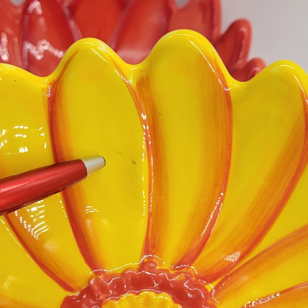 Clay Art Glazed Pottery Decorative Sunflower Serving Bowl 7" Stoneware Lot of 3 - Picture 6 of 6
